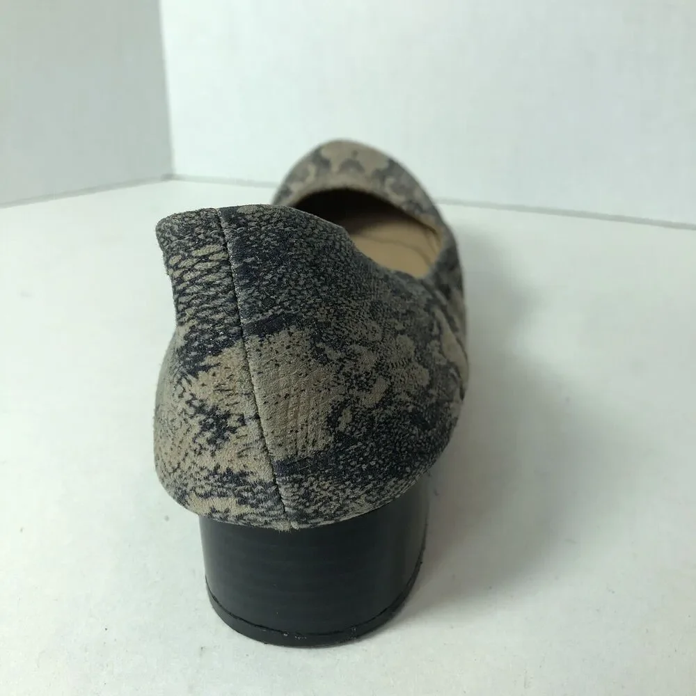 Naturalizer Shoes Block Heel Women Size 9.5 Adeline Snake Print Pumps Leather B4